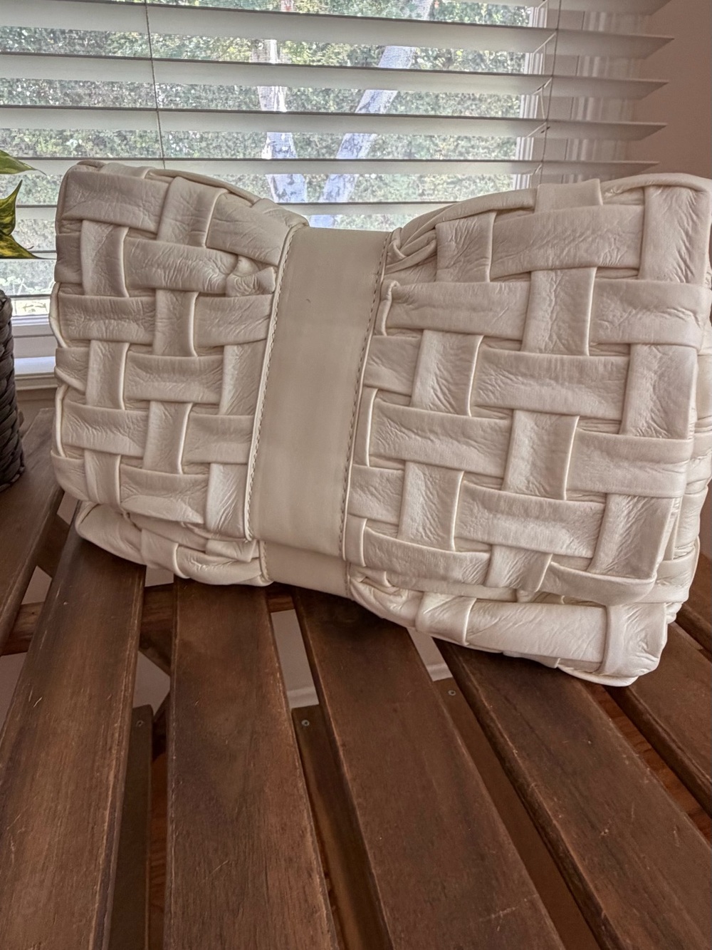 Woven clutch in Cream